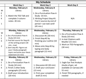 Choice Board Calendar