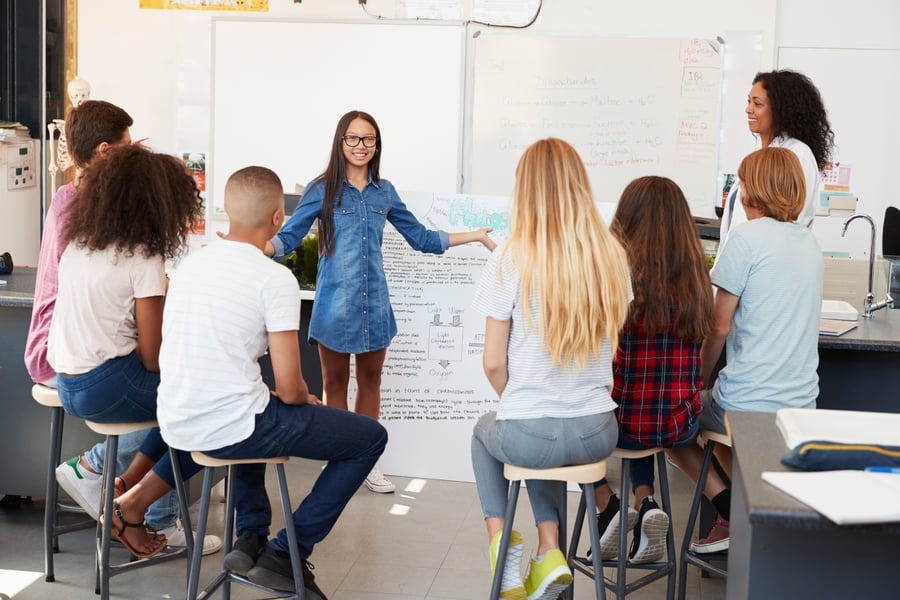Schoolgirl-presenting-in-front-of-science-class,-close-up-826215926_4932x3289